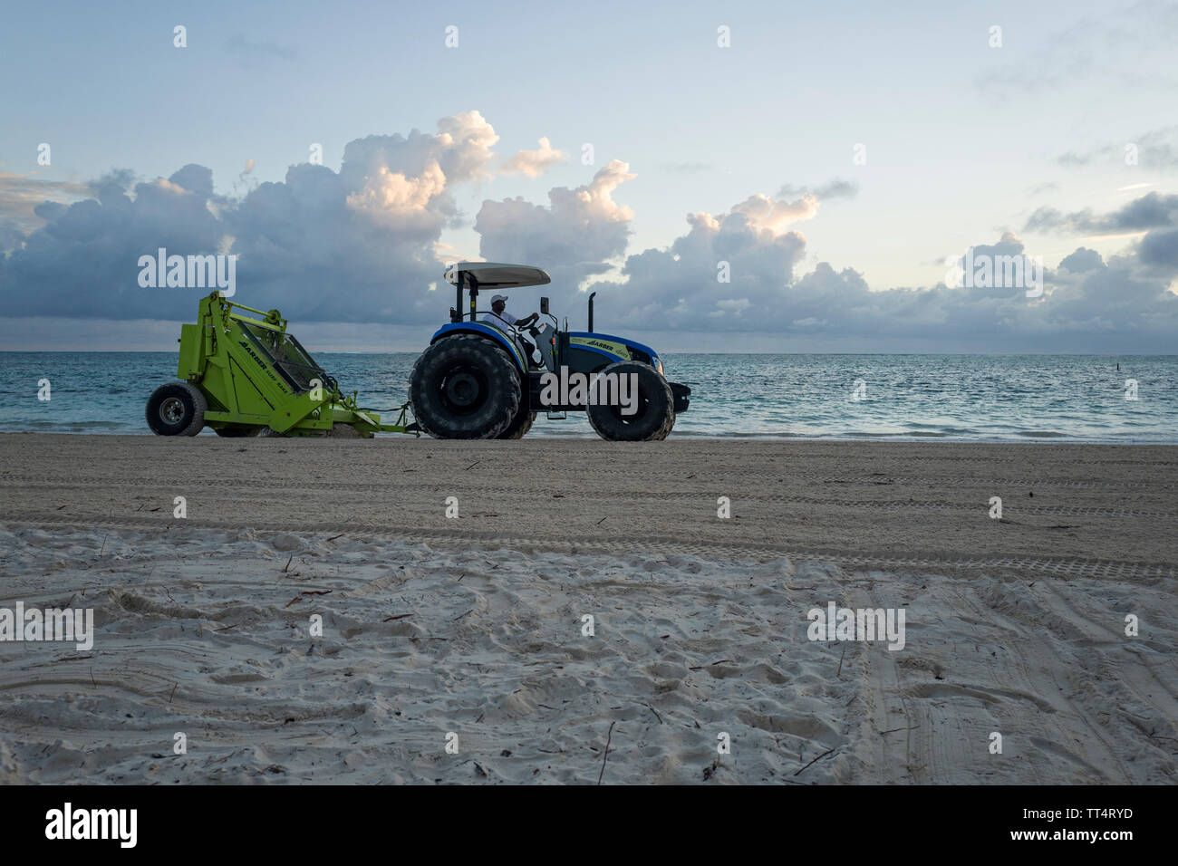 Cleaning the beach of Seaweed on Bavaro Beach Punta Cana Dominican