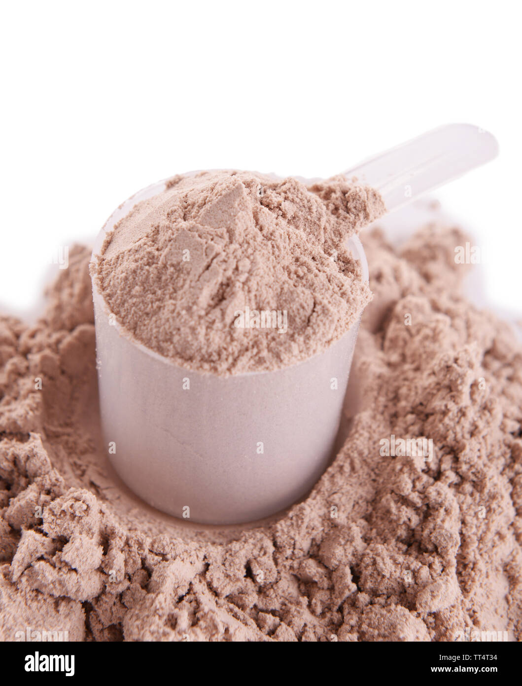 Whey protein powder in scoop isolated on white Stock Photo Alamy