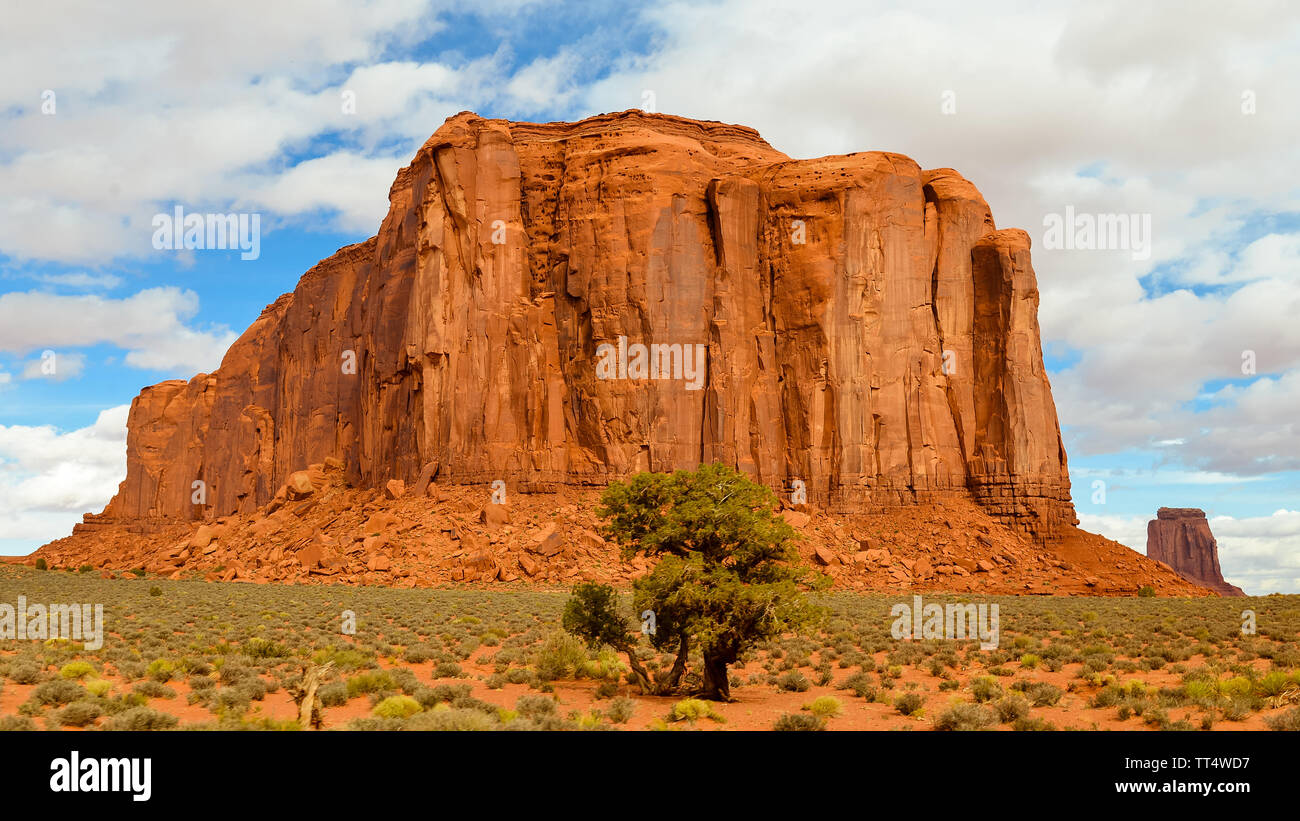 Imposing and Massive Butte in the Monument Valley - Navajo Tribal Park, Arizona Stock Photo