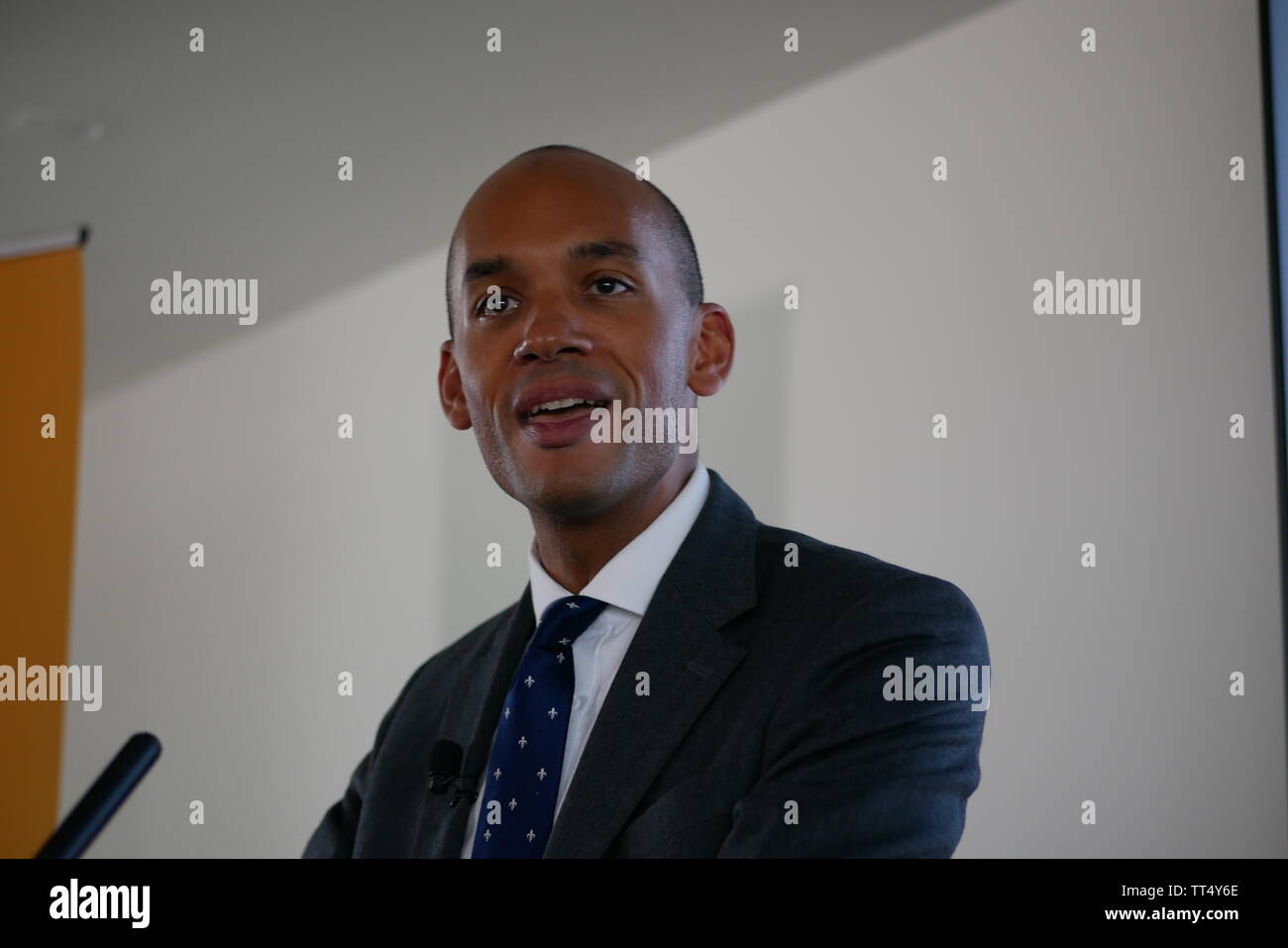Vince Cable and Siobhan Benita welcome former Labour and Change UK MP Chuka Umunna as he defects to the Liberal Democrats (Lib Dems) Stock Photo