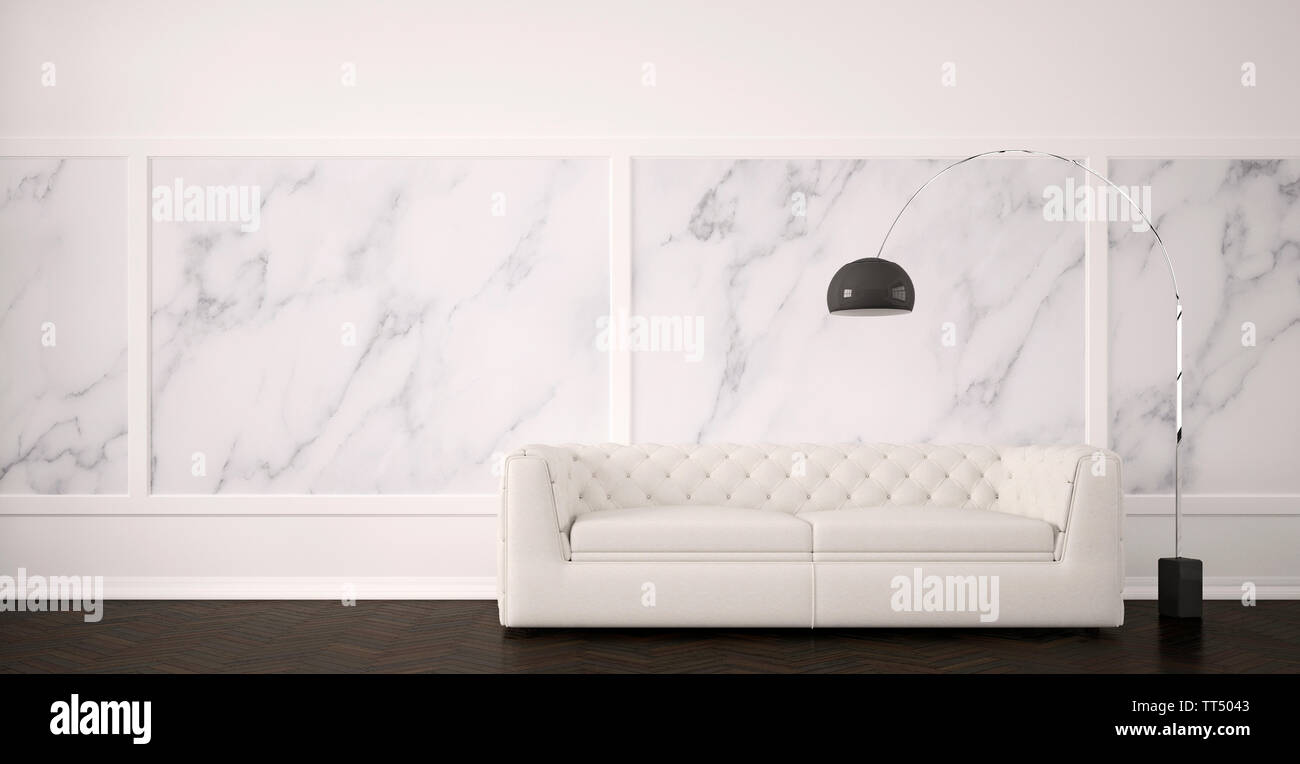 modern living room with marble wall - Illustration Stock Photo - Alamy