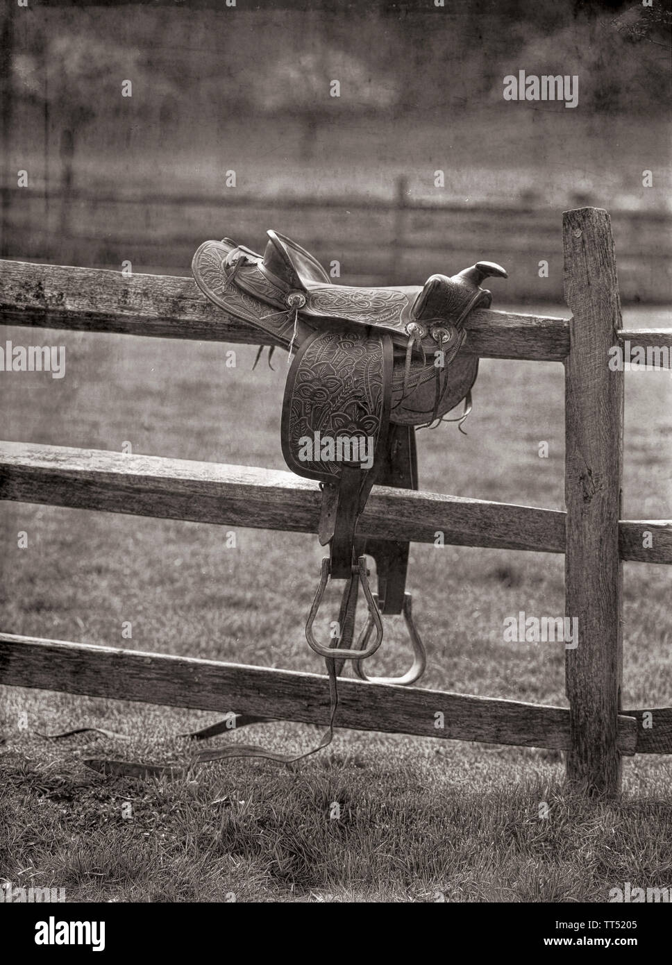Saddles on fence hi-res stock photography and images - Alamy