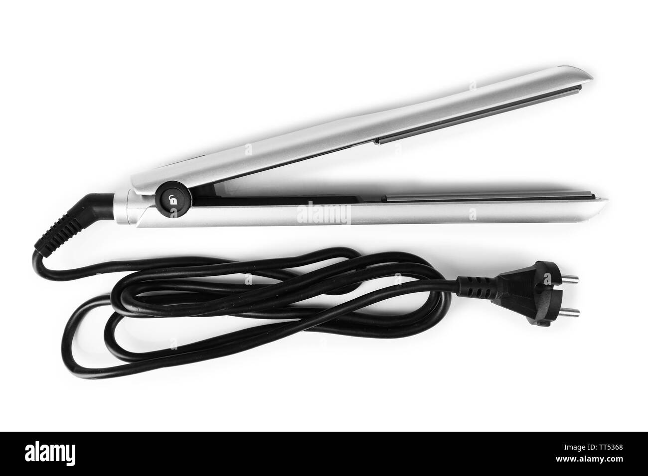 Hair iron isolated on white Stock Photo Alamy