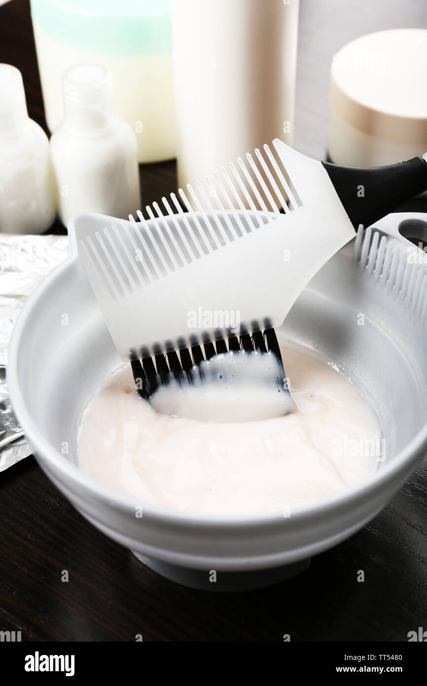 Hairdresser accessories for coloring hair, close-up Stock Photo - Alamy