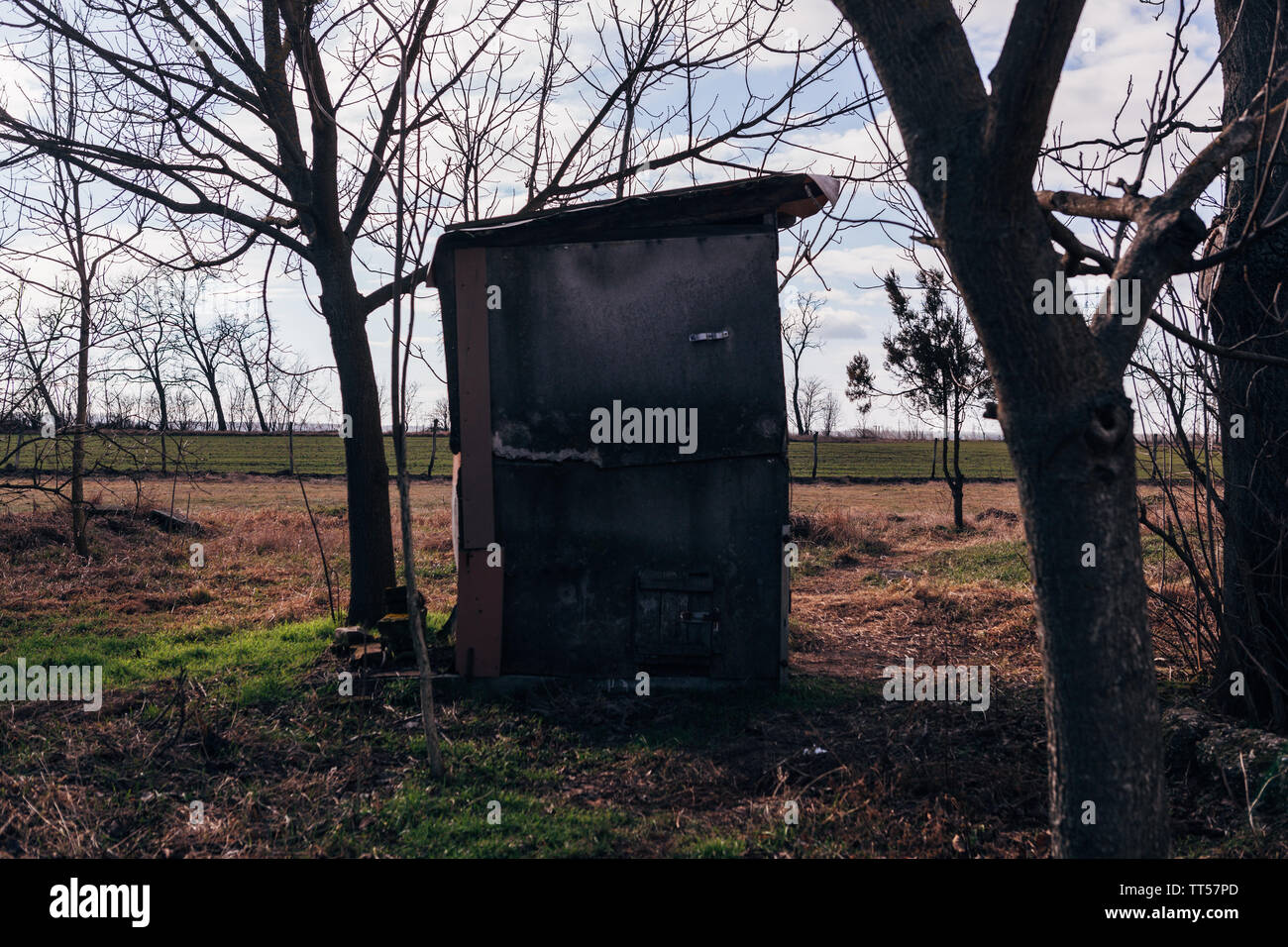 Latrine in the countryside, Hungary Stock Photo