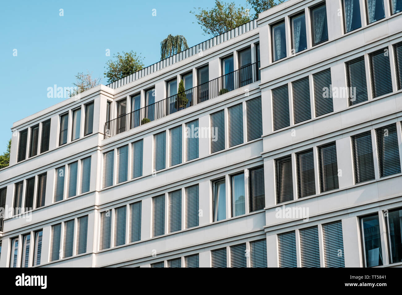 modern apartment building facade, real estate exterior - Stock Photo