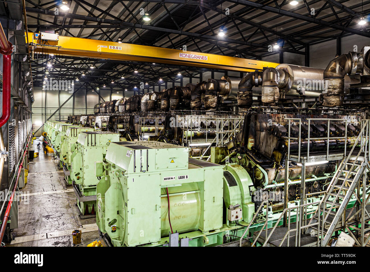 Machinery for electricity generation at Bahia las Minas Thermal Power Plant. Colon, Panama. Stock Photo