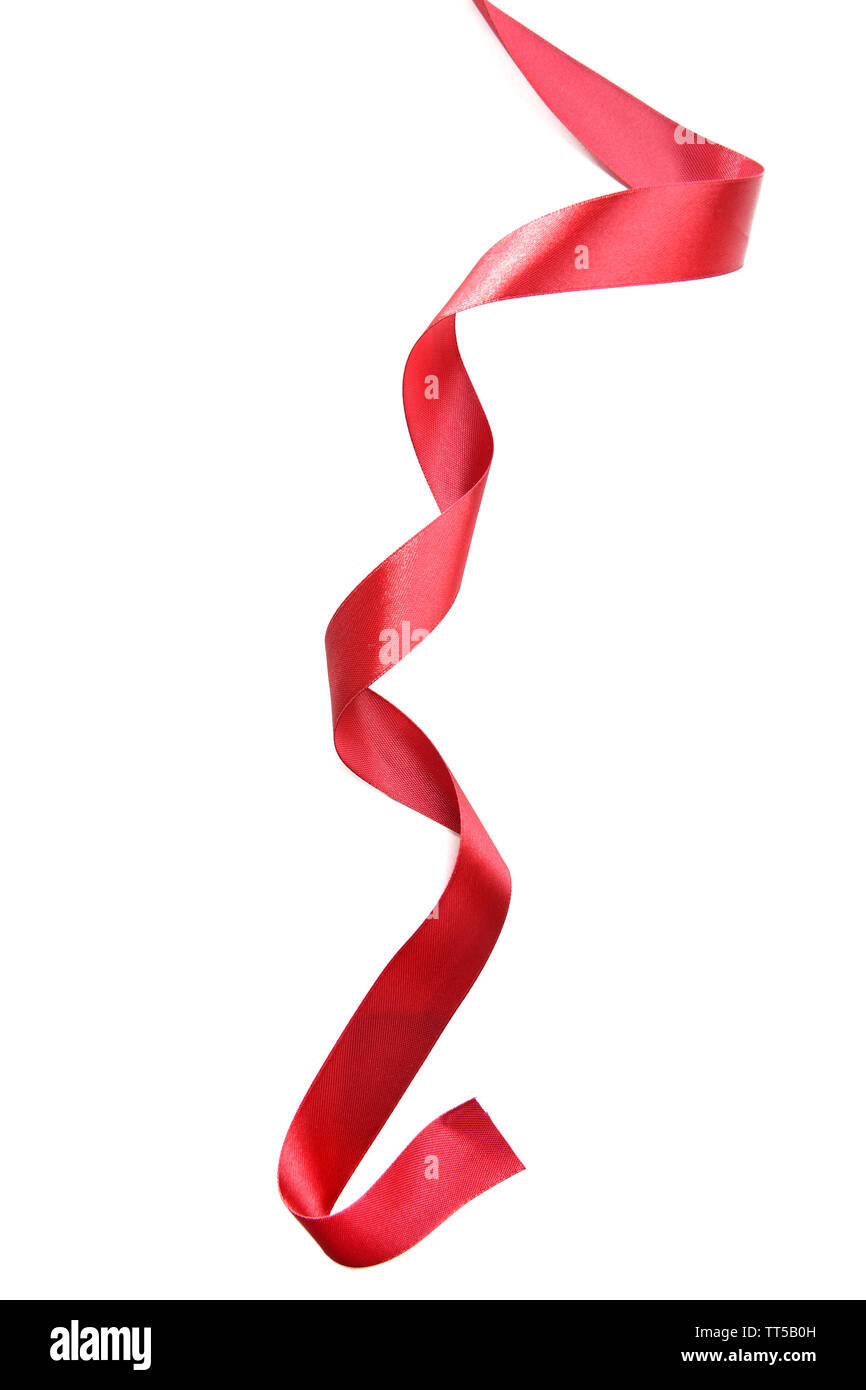 Shiny red ribbon isolated on white Stock Photo - Alamy
