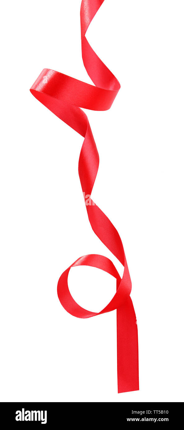 Shiny red ribbon isolated on white Stock Photo - Alamy