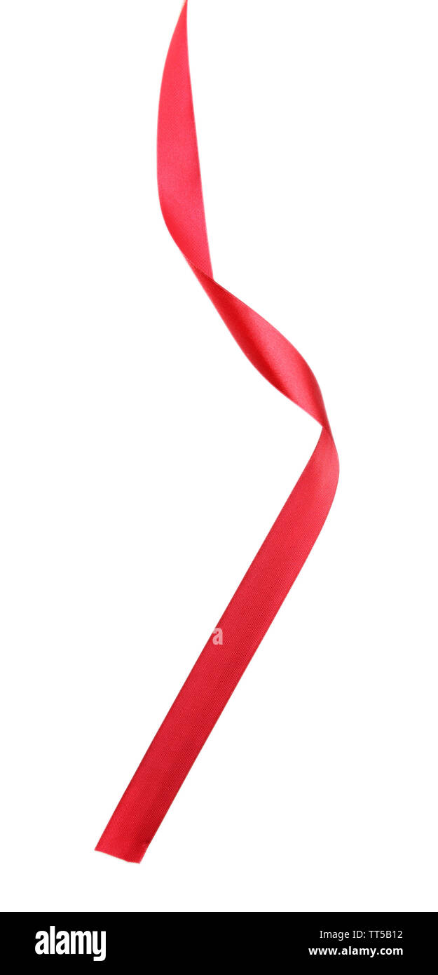 Shiny red ribbon isolated on white Stock Photo - Alamy