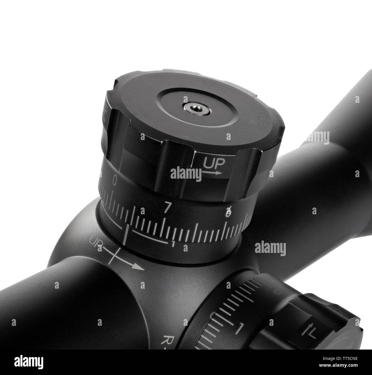 Sniper scope elevation adjustment dial isolated on white Stock Photo Alamy