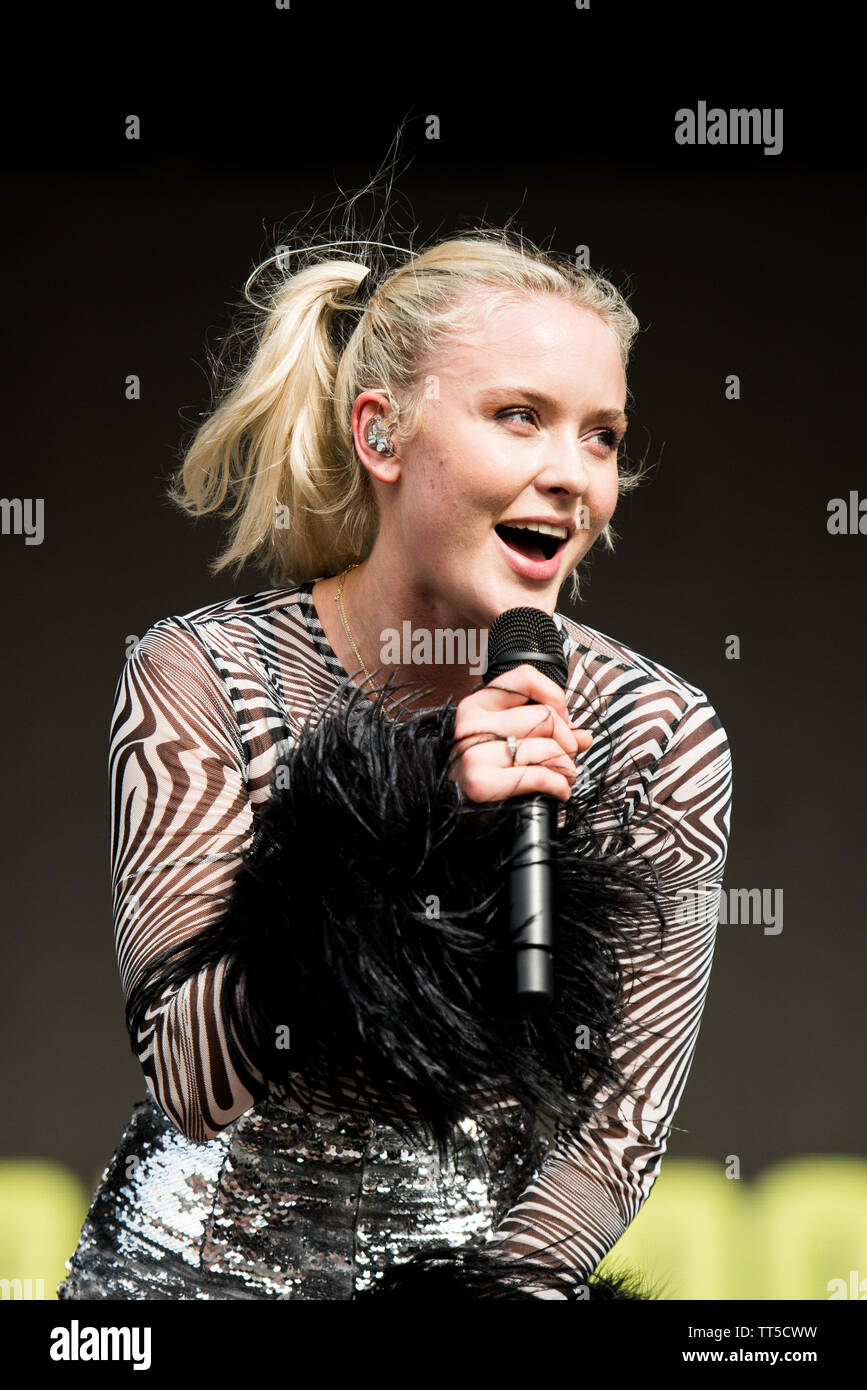 The Swedish singer Zara Larsson performing live on stage at the Firenze  Rocks festival 2019 in Florence, Italy, opening for Ed Sheeran Stock Photo  - Alamy