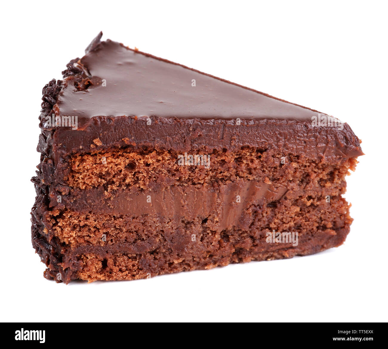 Piece of chocolate cake isolated on white Stock Photo - Alamy