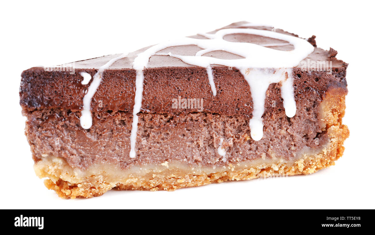 Piece of chocolate cake isolated on white Stock Photo - Alamy