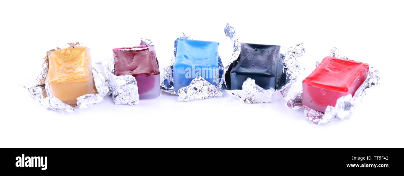 Watercolor paint cubes isolated on white Stock Photo - Alamy