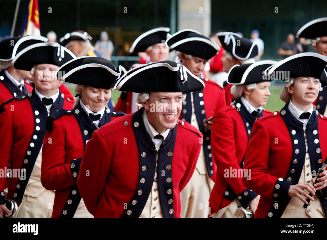 Philadelphia, PA, USA - June 14, 2019: The United States Army Old Guard Fife and Drum Corps commemorate Flag Day at the National Constitution Center, in Philadelphia, Pennsylvania. Credit: OOgImages/Alamy Live News Stock Photo