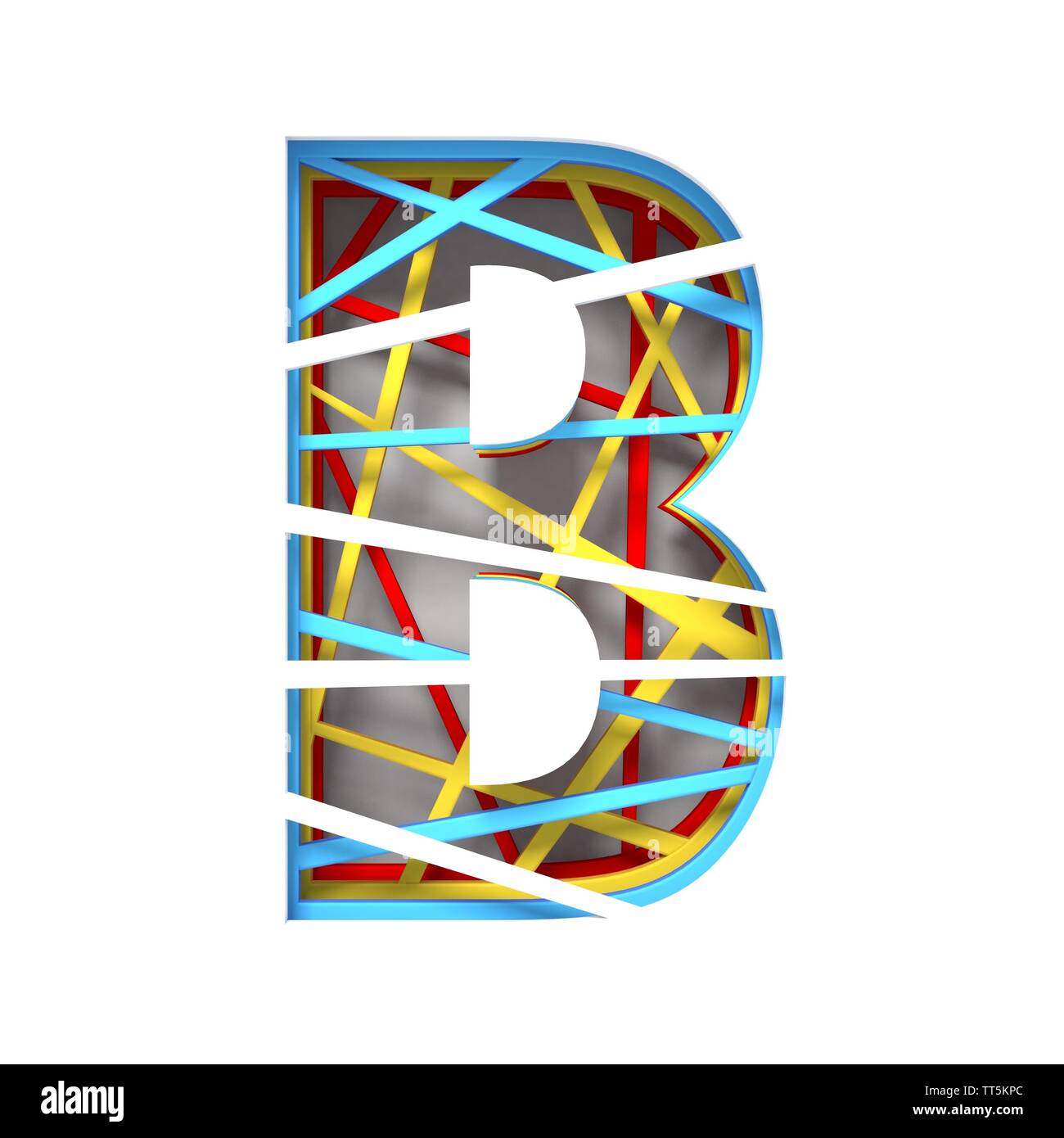 Colorful Paper Cut Out Font Letter B 3D Render Illustration Isolated On ...