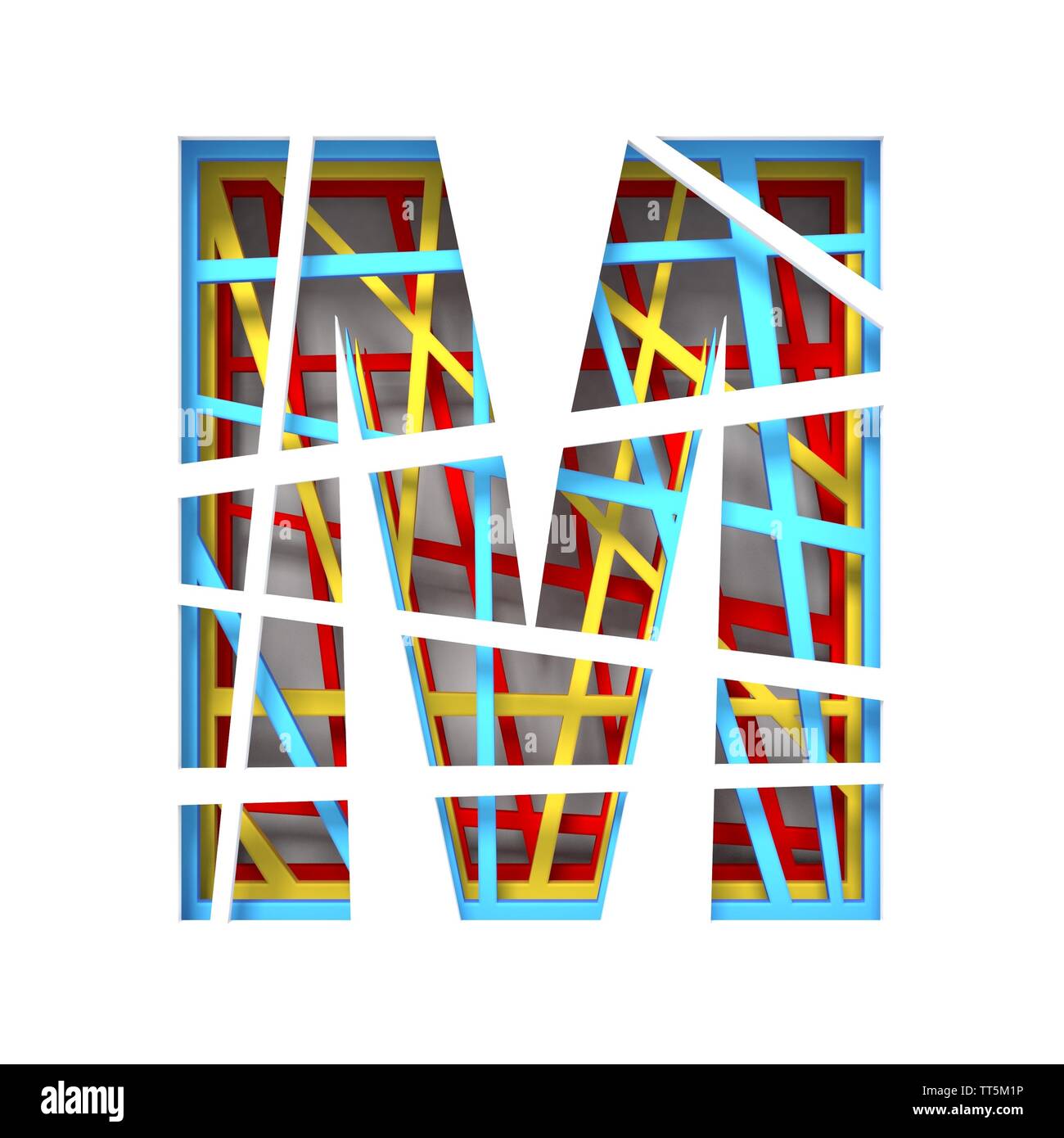 Colorful paper cut out font Letter M 3D render illustration isolated on ...
