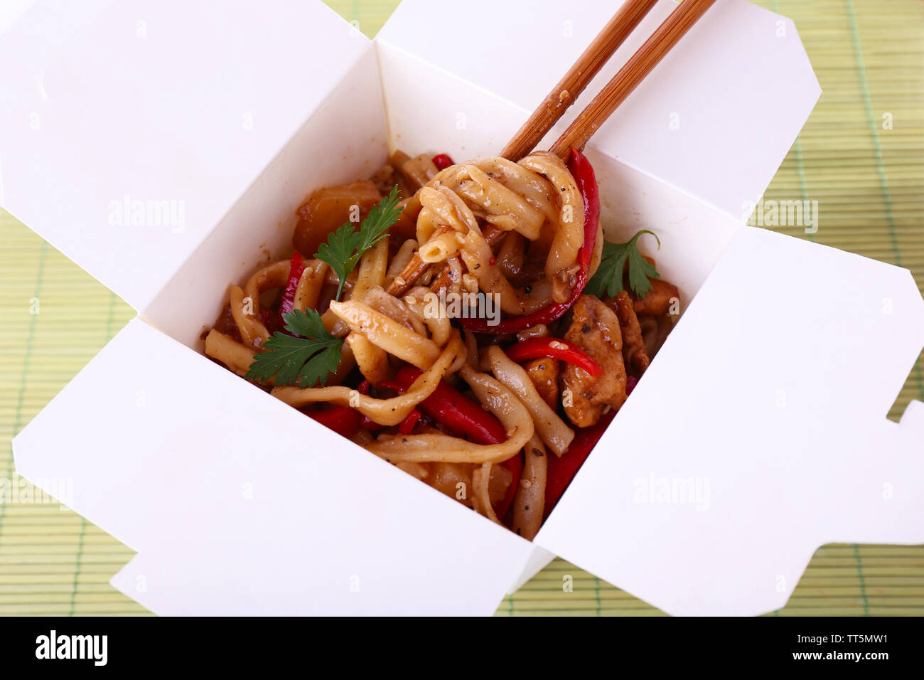 Download Fried Noodles In Takeaway Box On Mat Background Stock Photo Alamy PSD Mockup Templates