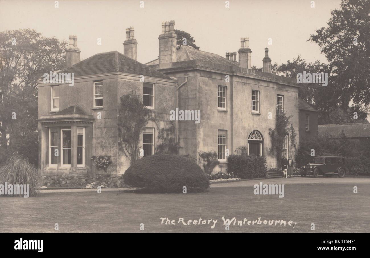 Vintage Photographic Postcard of The Rectory, Winterbourne, Gloucestershire, England. Stock Photo