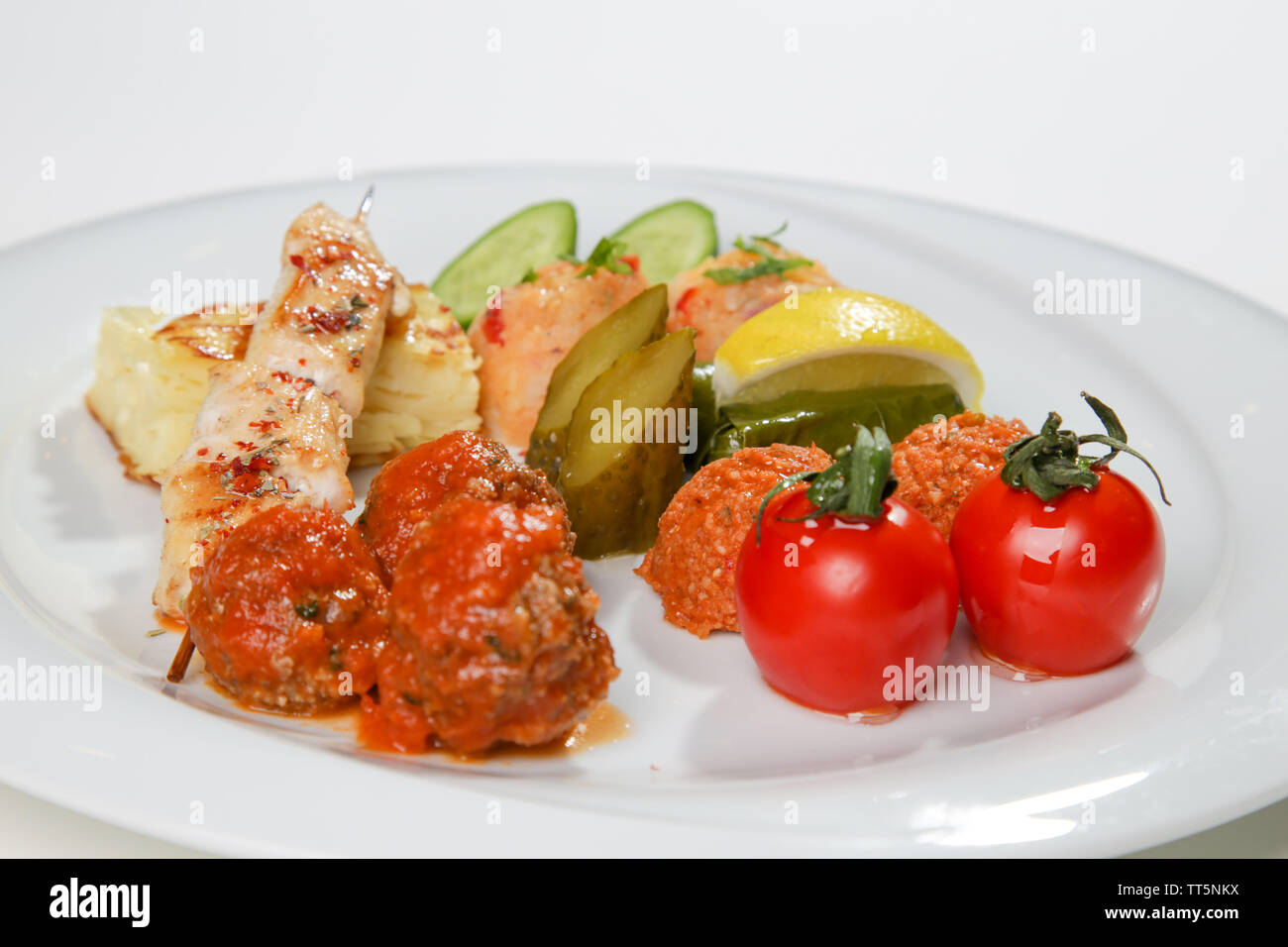 side dish appetizer plate for wedding celebrations isolated white Stock