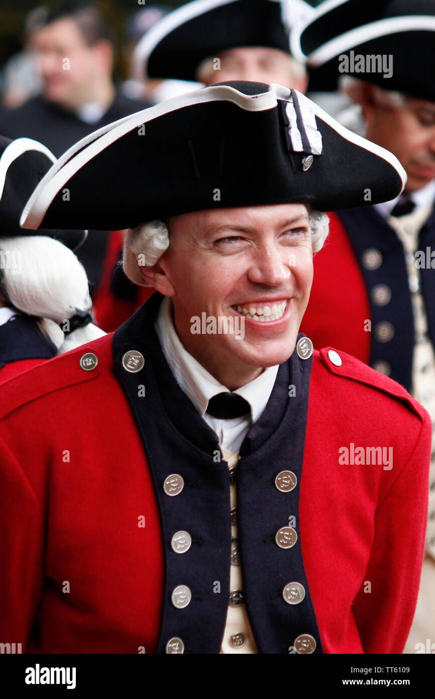 Philadelphia, PA, USA - June 14, 2019: The United States Army Old Guard Fife and Drum Corps commemorate Flag Day at the National Constitution Center. Stock Photo