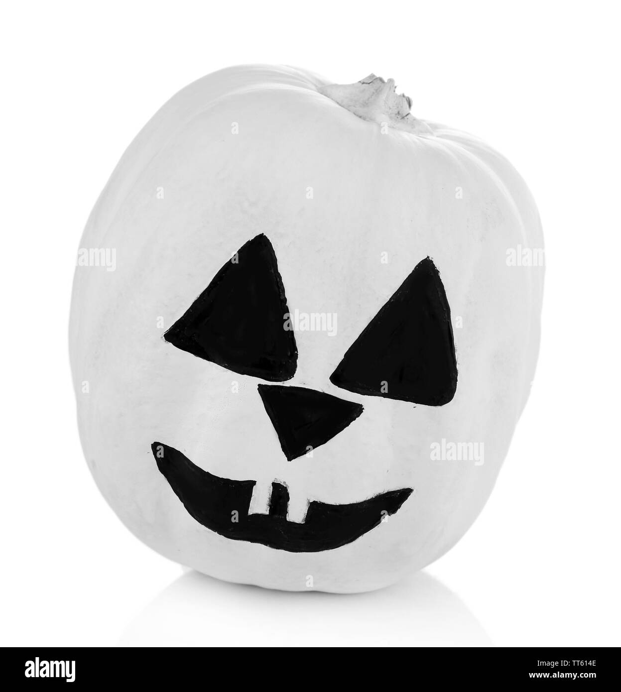White Halloween pumpkin isolated on white Stock Photo