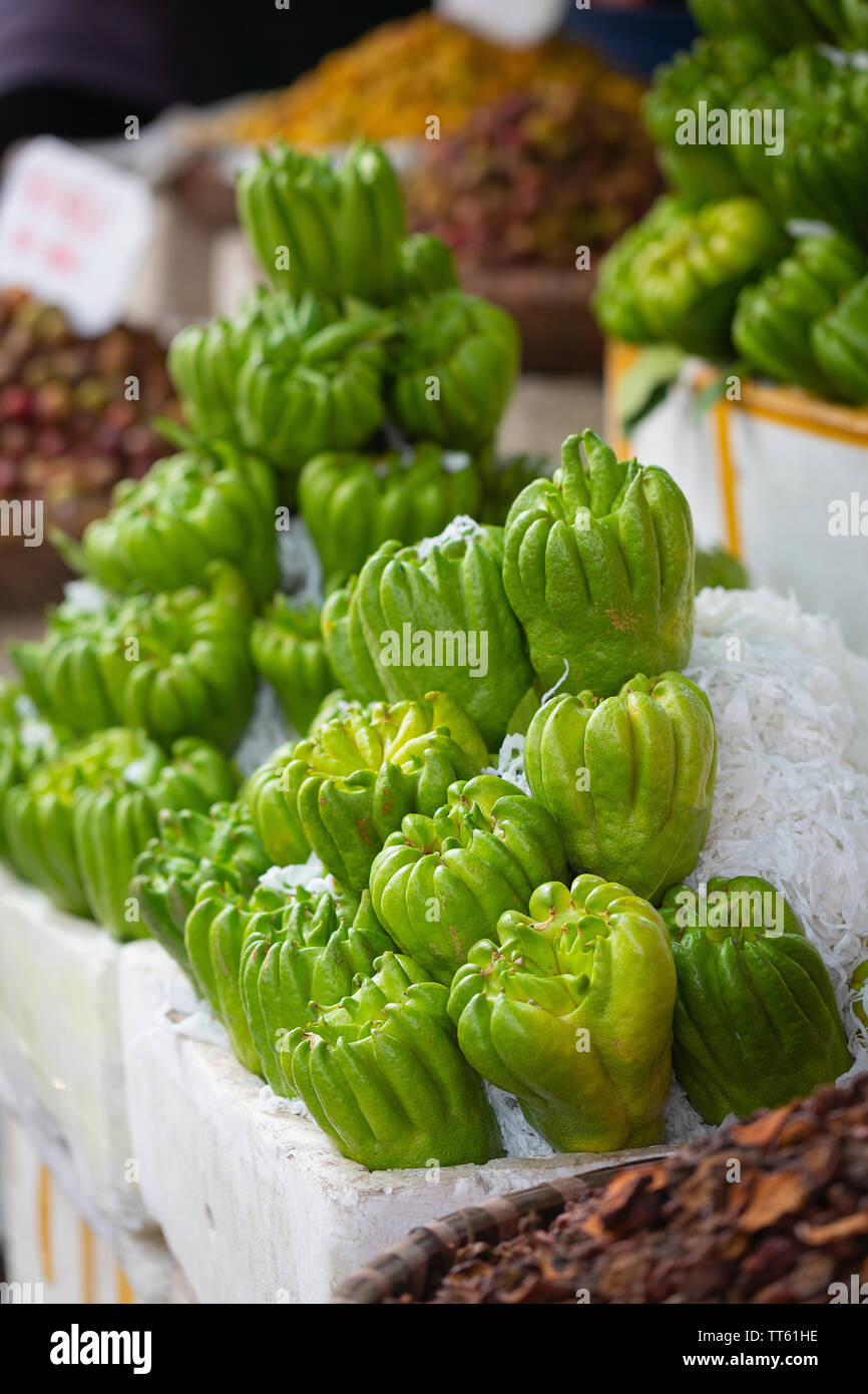Chayote vegetable for sale at local market, Hanoi, Vietnam, Asia Stock Photo