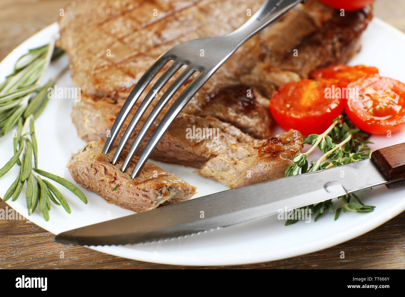 Delicious grilled meat on table, closeup Stock Photo Alamy