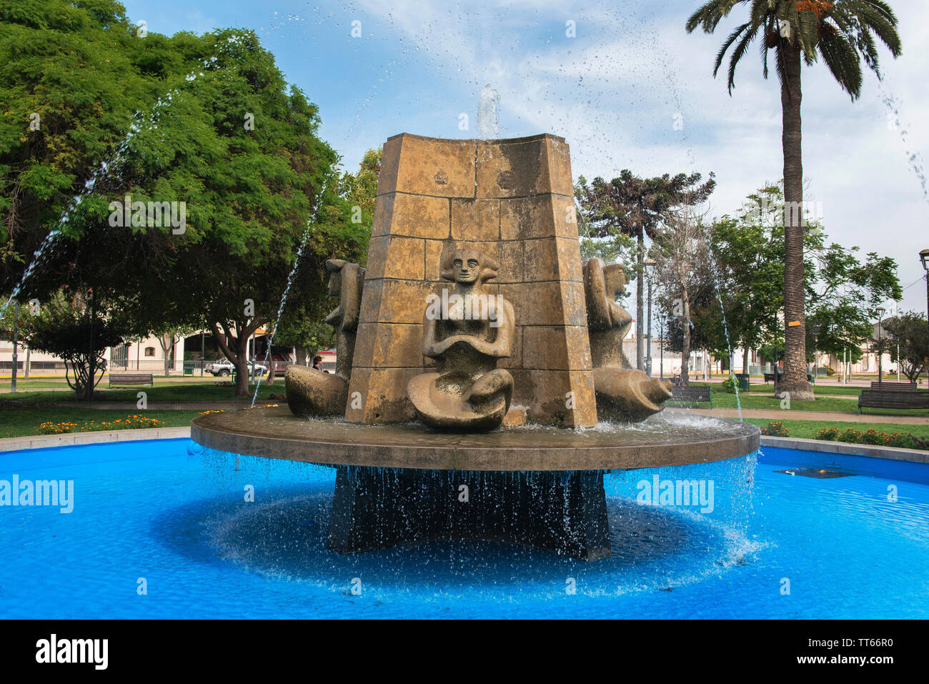 Fountain on Plaza de Armas, La Serena, Coquimbo Region, Chile, South America Stock Photo