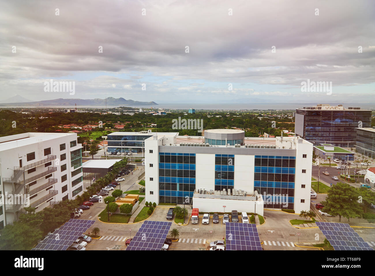 Urban district in Managua Nicaragua aerial drone view Stock Photo