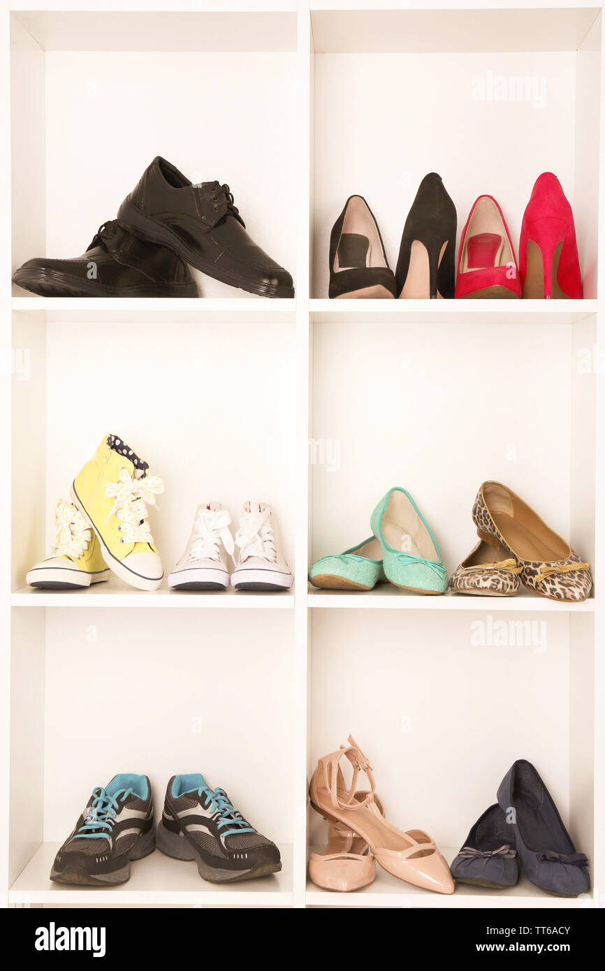 Shoes In Shelf Collection of shoes on shelves Stock Photo - Alamy