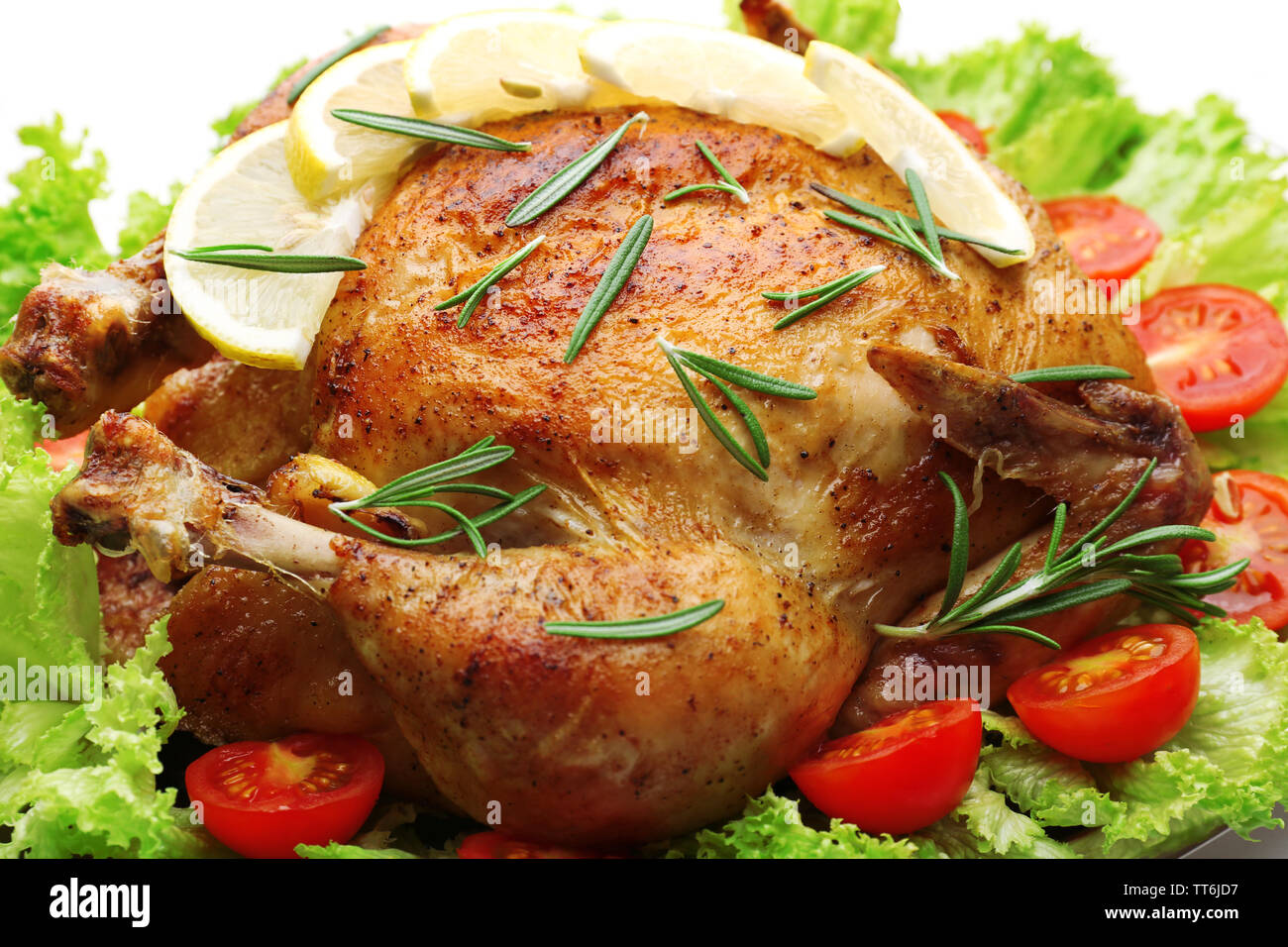 Baked chicken for festive dinner Stock Photo Alamy