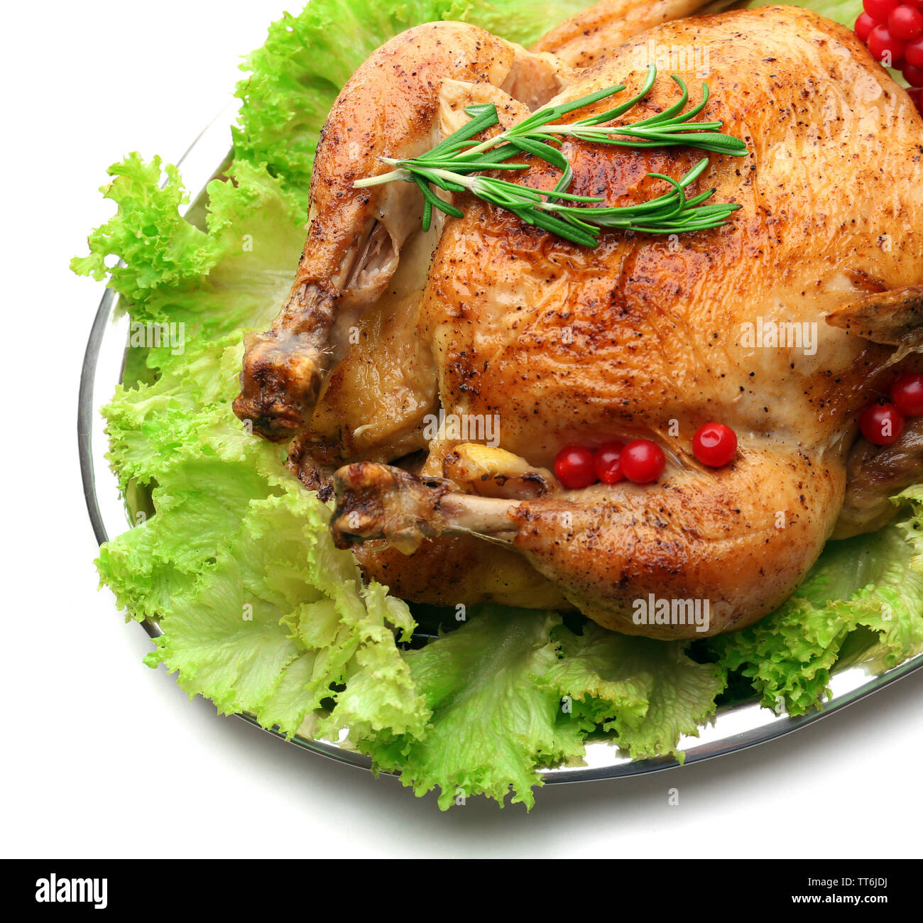 Baked chicken for festive dinner Stock Photo - Alamy