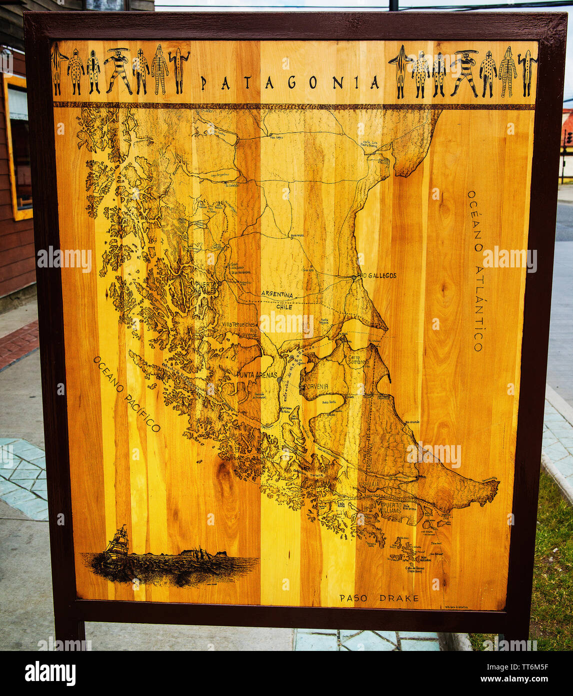 Patagonia Map at the Sea Port of - Patagonia Map At The Sea Port Of Punta Arenas Patagonia Chile South America TT6M5F