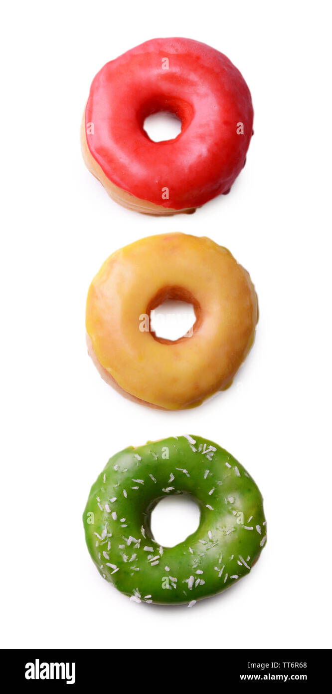 Delicious donuts with glaze isolated on white Stock Photo - Alamy
