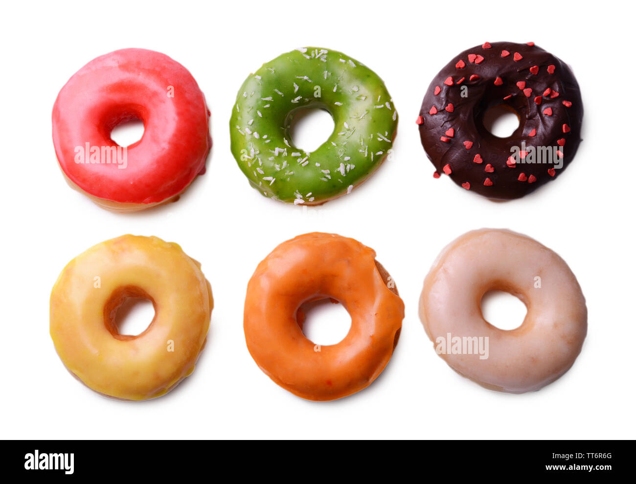 Delicious donuts with glaze isolated on white Stock Photo - Alamy
