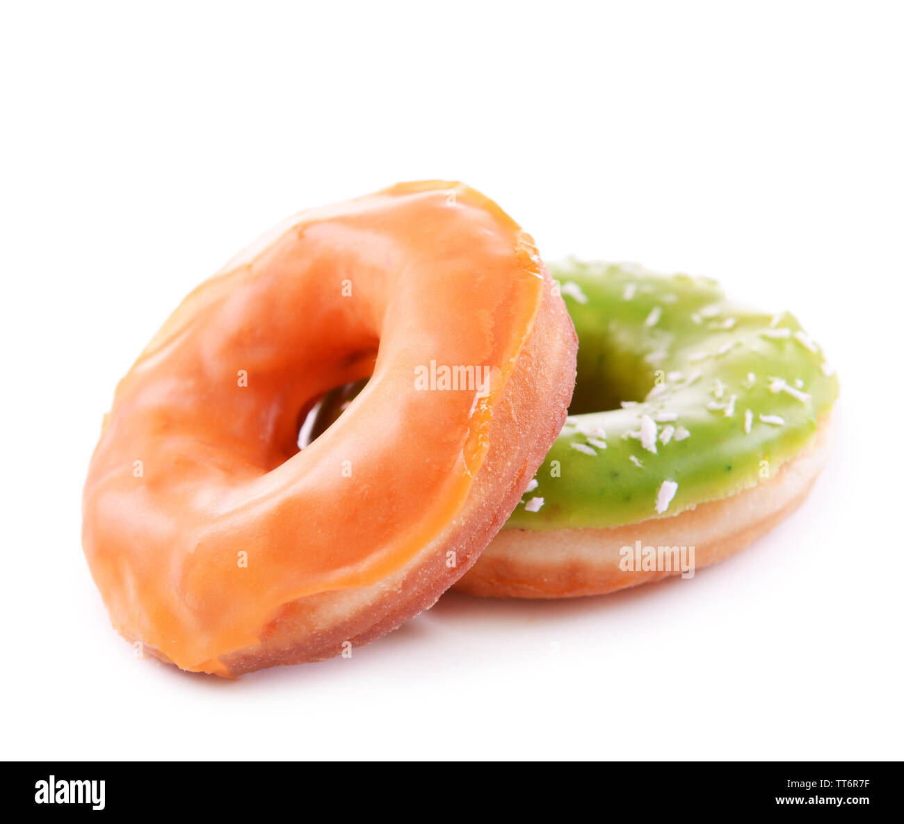 Delicious donuts with glaze isolated on white Stock Photo - Alamy