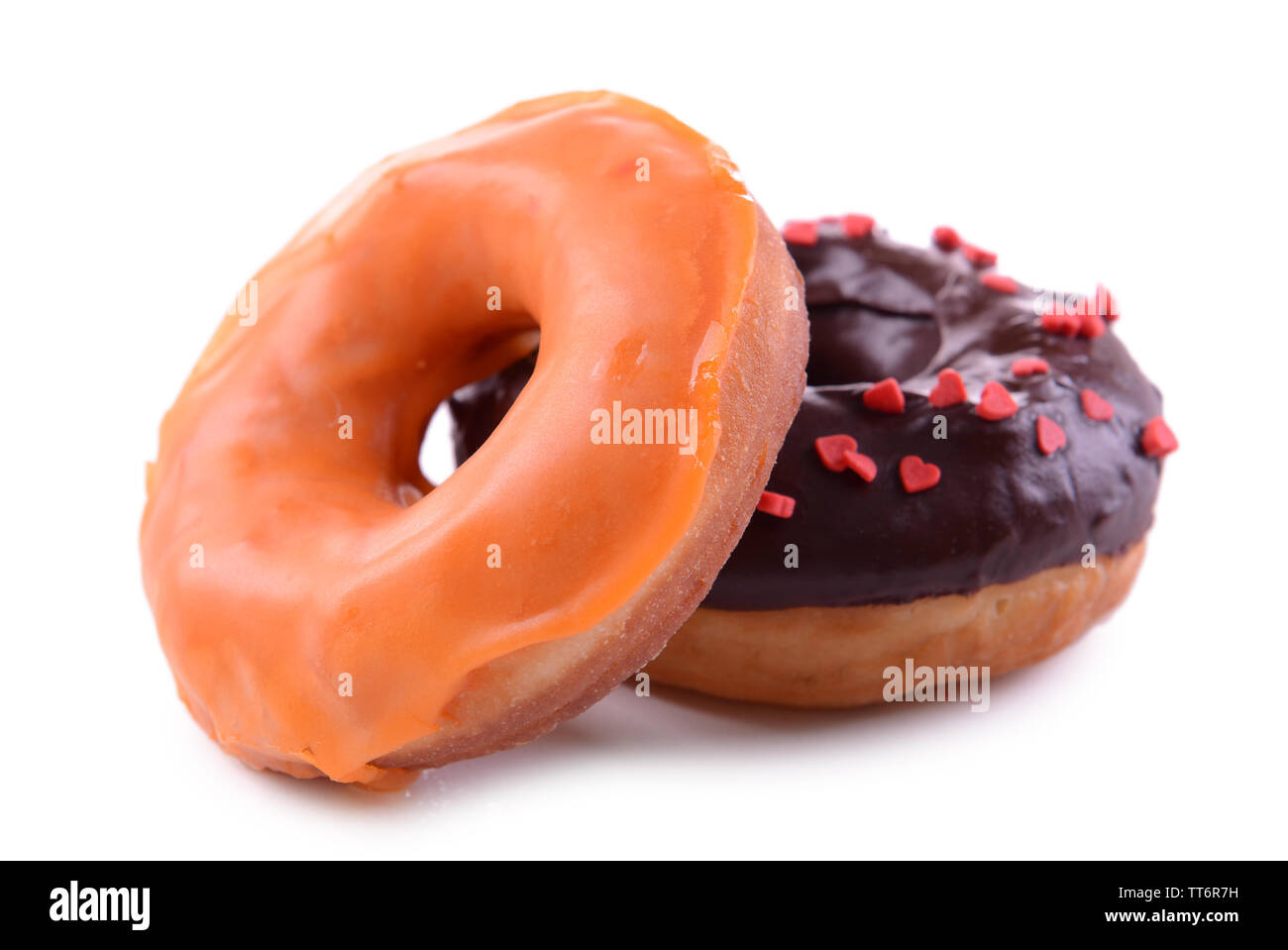 Delicious donuts with glaze isolated on white Stock Photo - Alamy