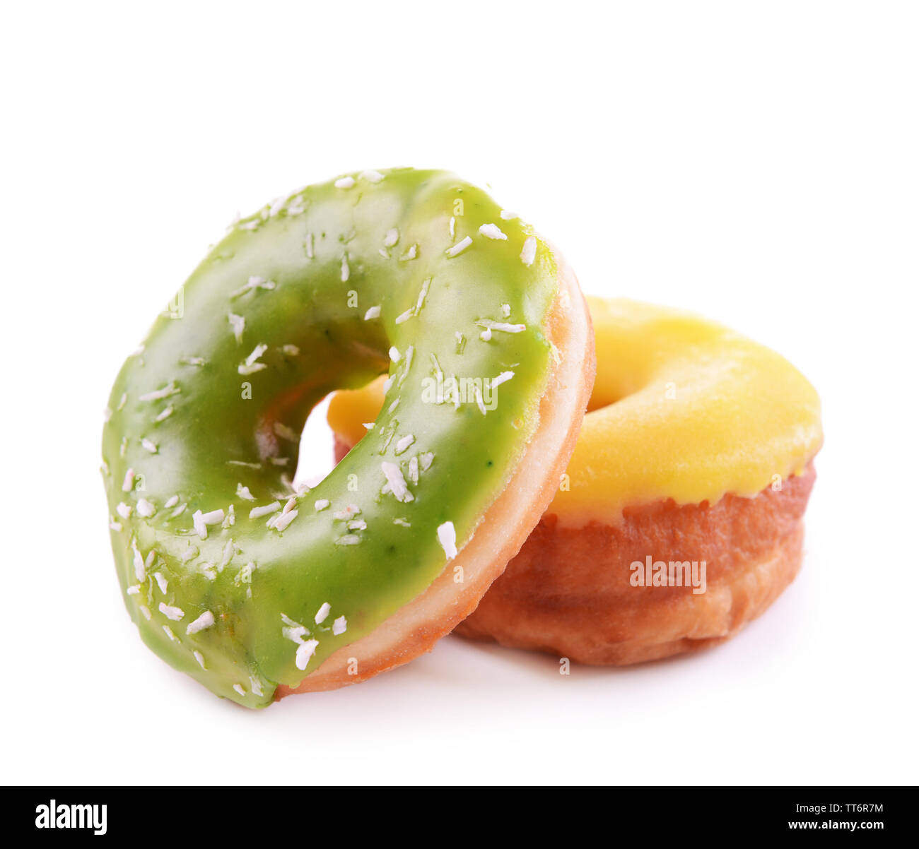 Delicious donuts with glaze isolated on white Stock Photo - Alamy