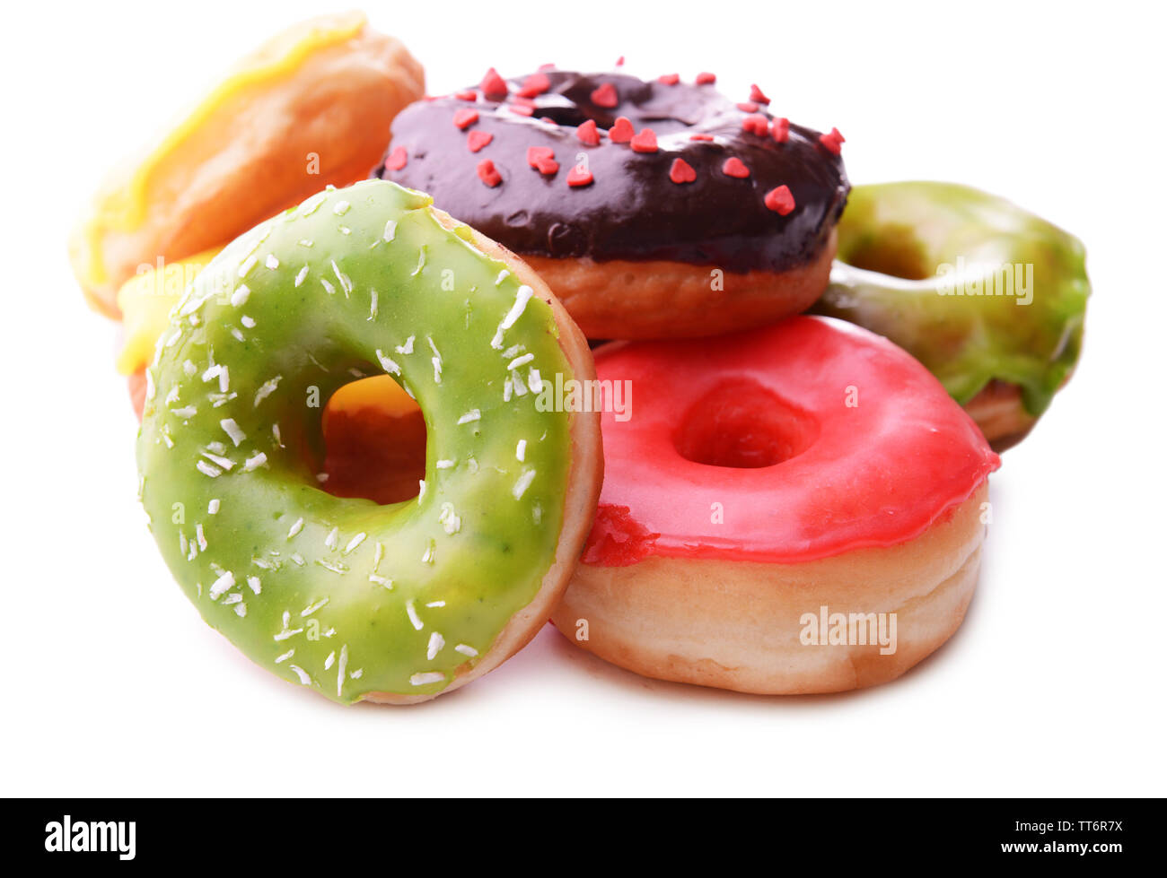 Delicious donuts with glaze isolated on white Stock Photo - Alamy