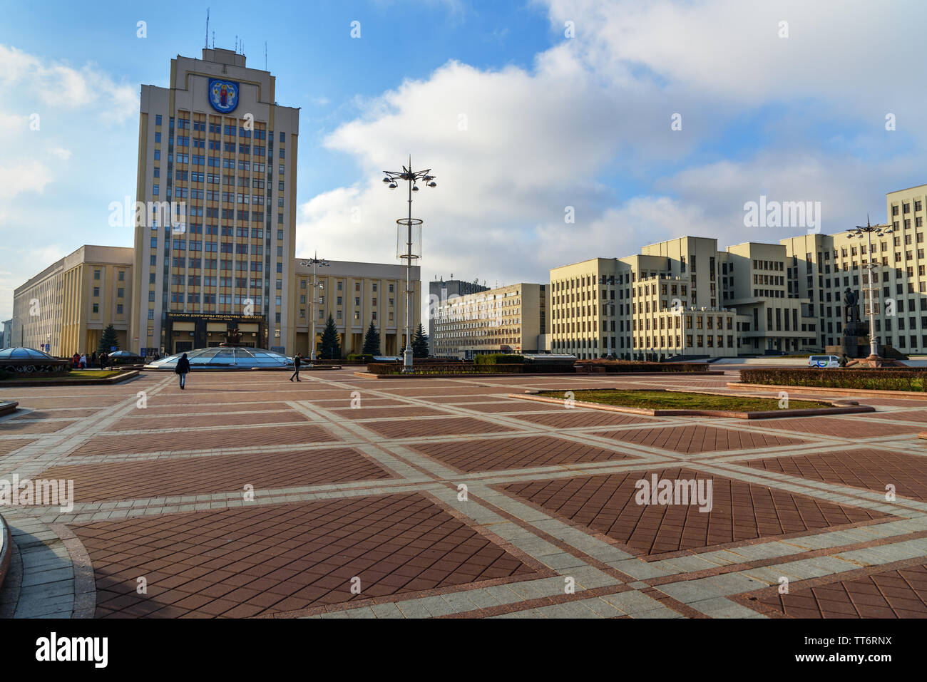 Minsk, Belarus - November 15, 2018: Maxim Tank Belarusian State Pedagogical University on Independence Square in Minsk Stock Photo