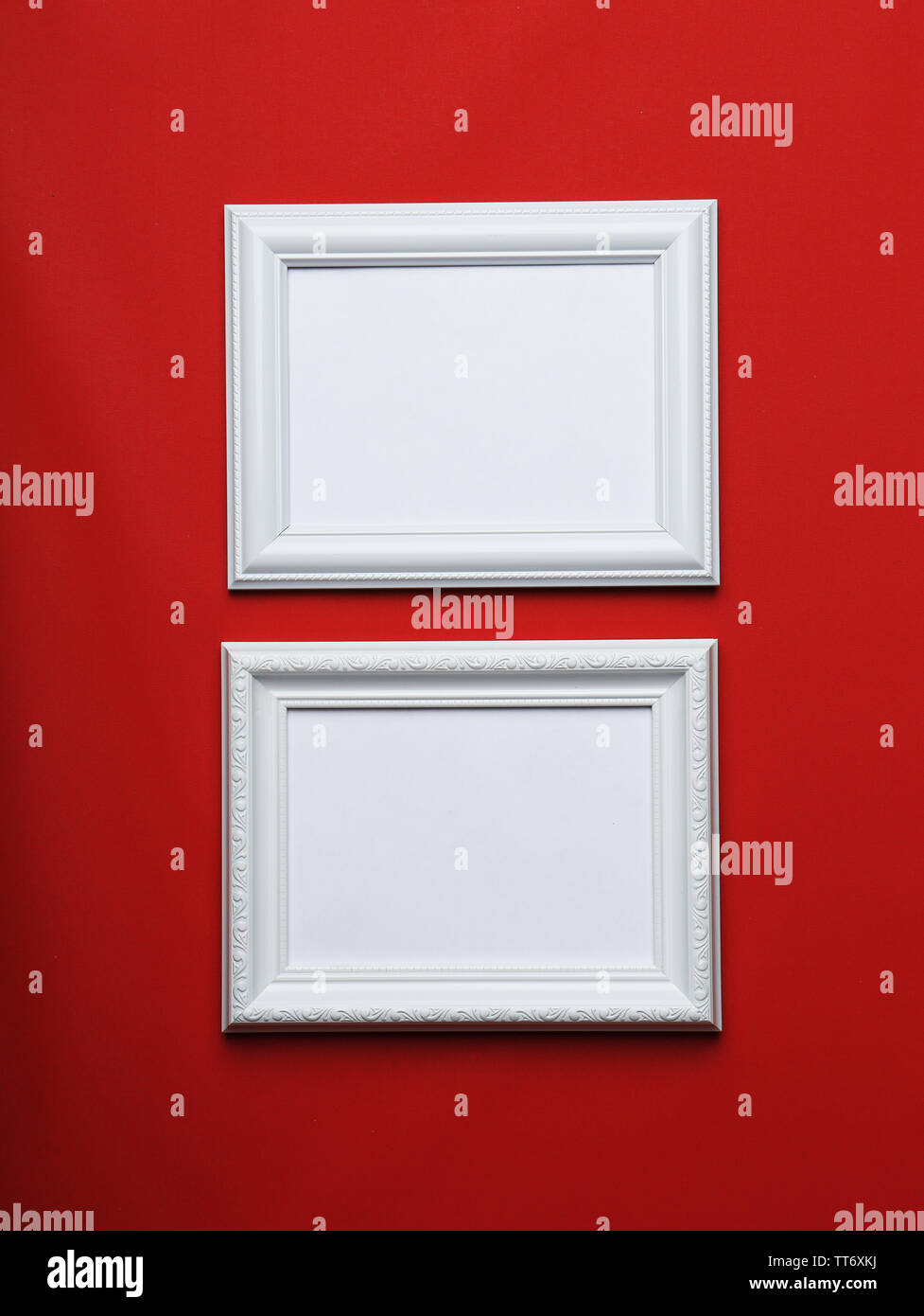 Vintage photo frames on wallpaper background Stock Photo Alamy