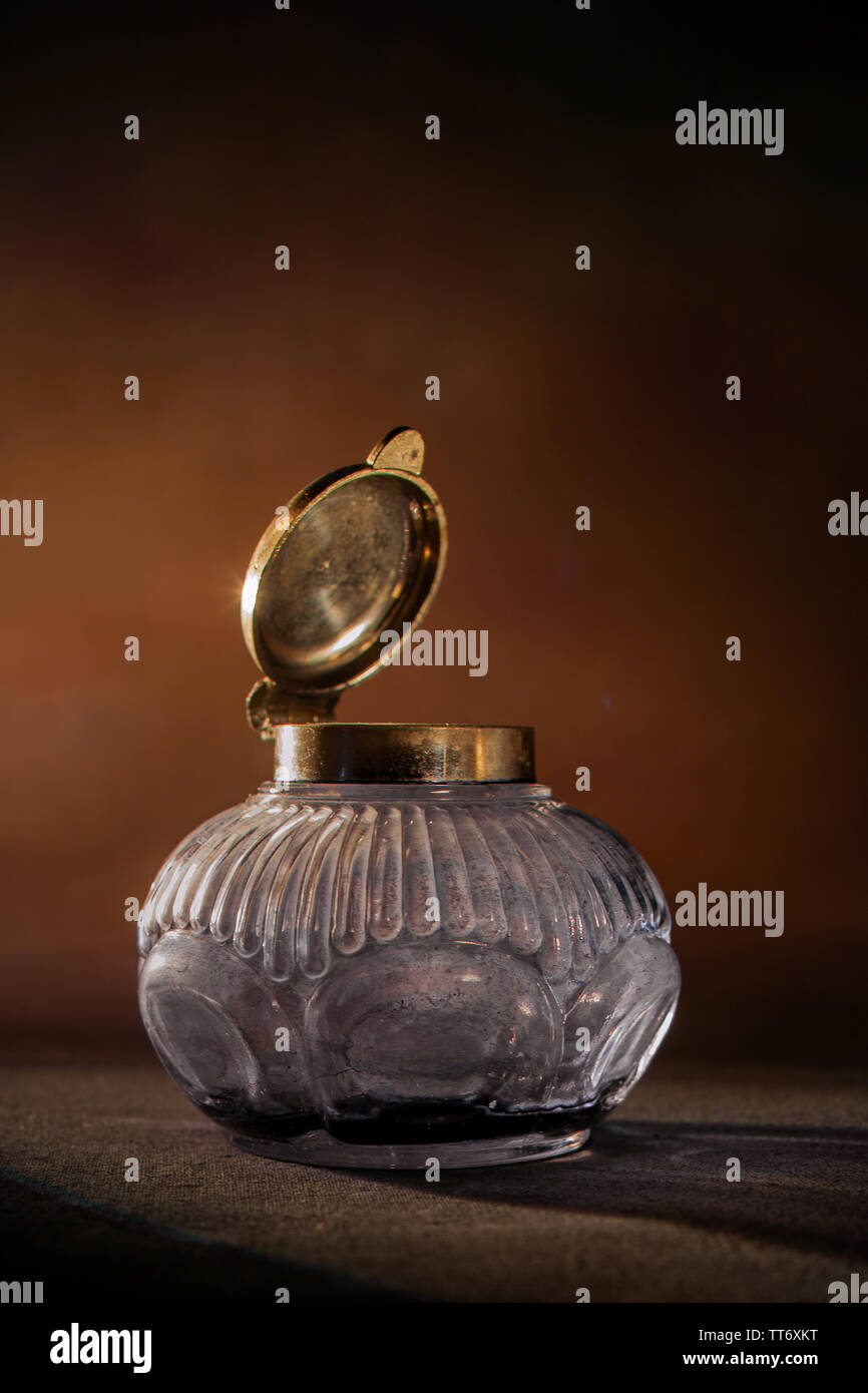 antique glass and brass inkwell Visual Arts Craft Supplies & Tools jan