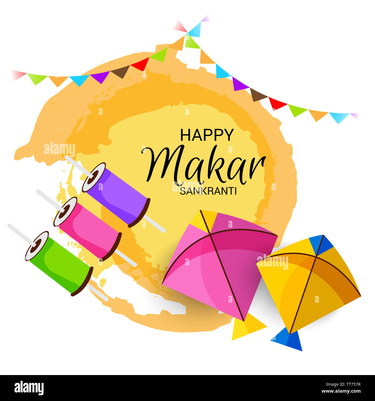 illustration of a background for Happy Makar Sankranti Stock Photo - Alamy