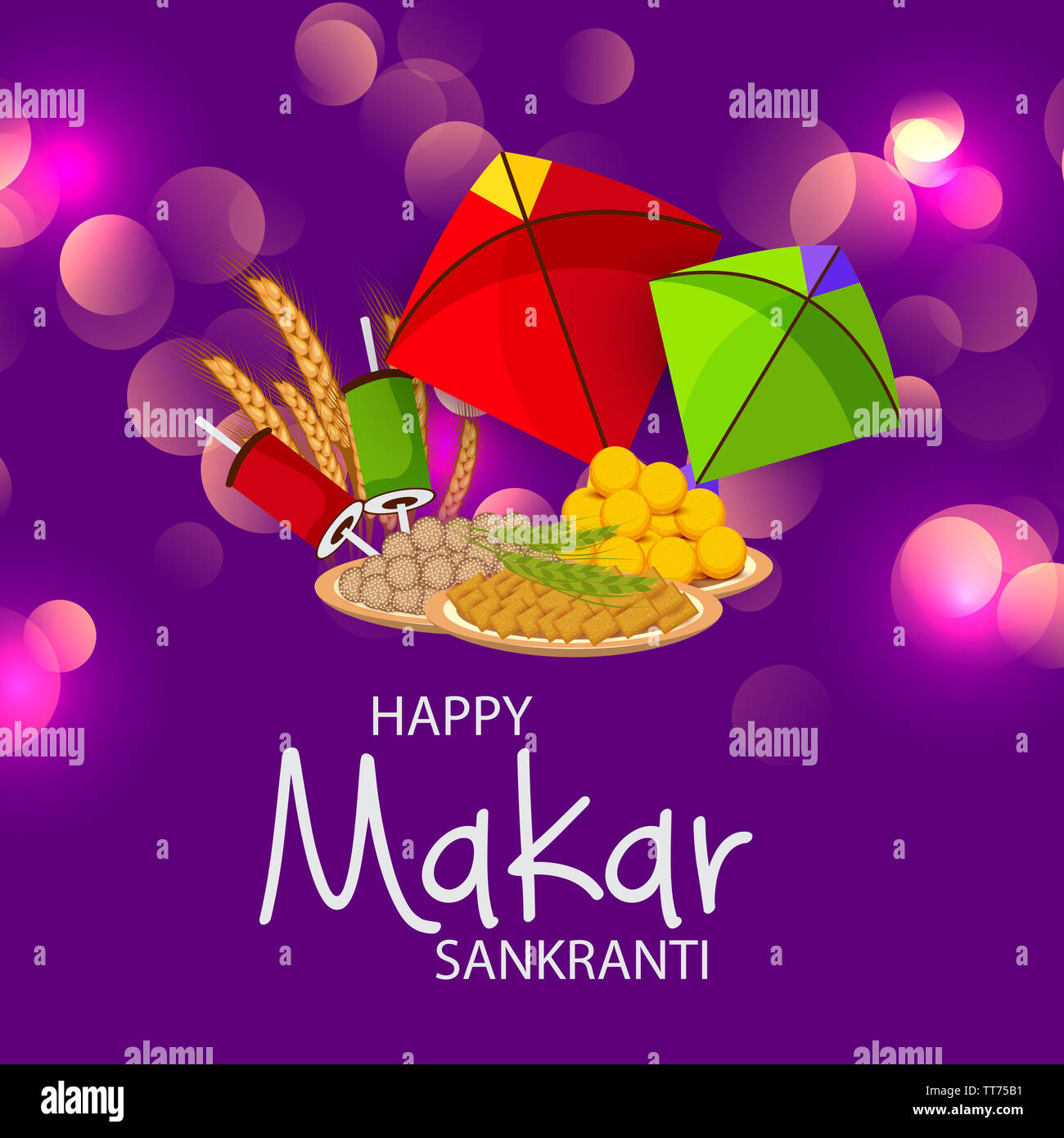 illustration of a background for Happy Makar Sankranti Stock Photo - Alamy