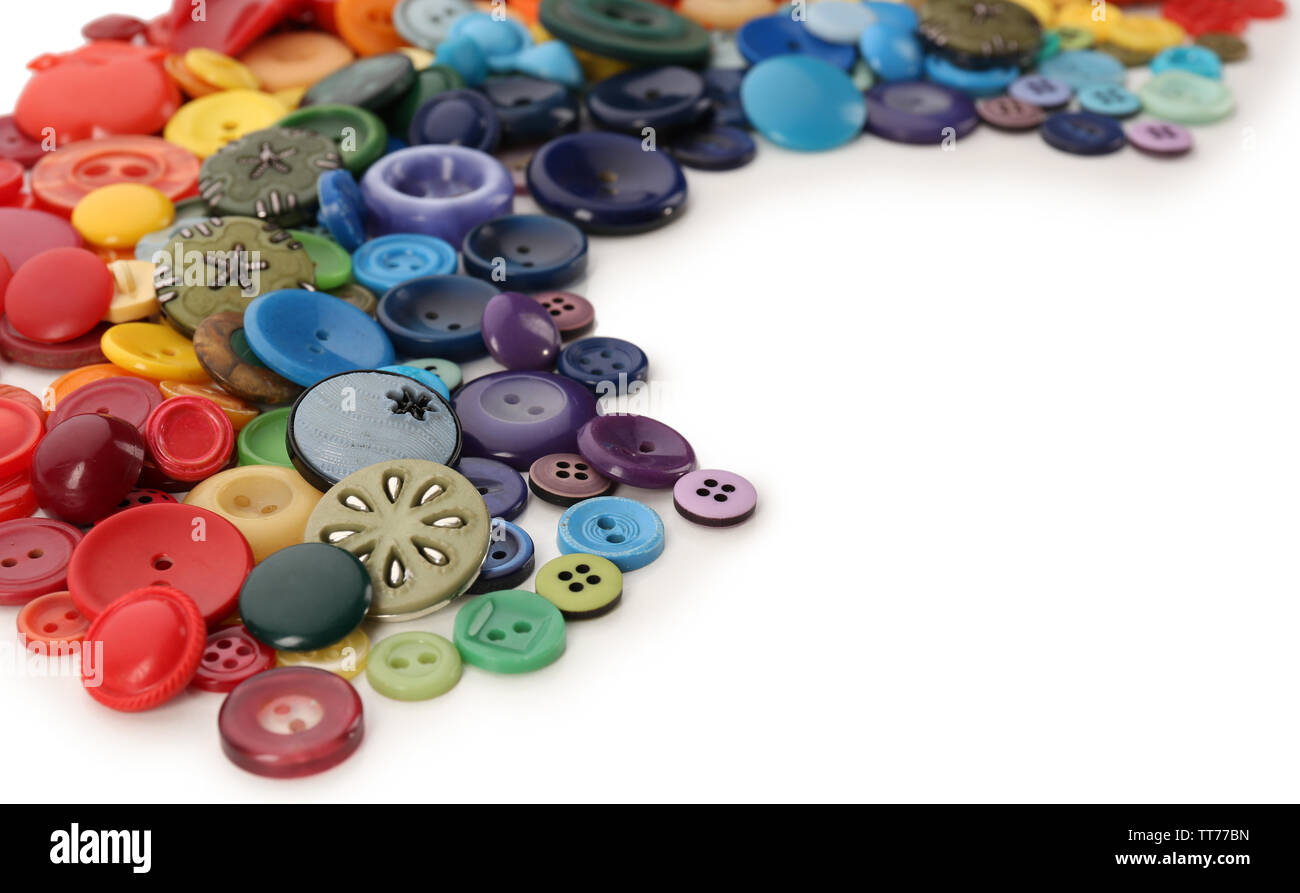 Rainbow of sewing buttons isolated on white Stock Photo Alamy