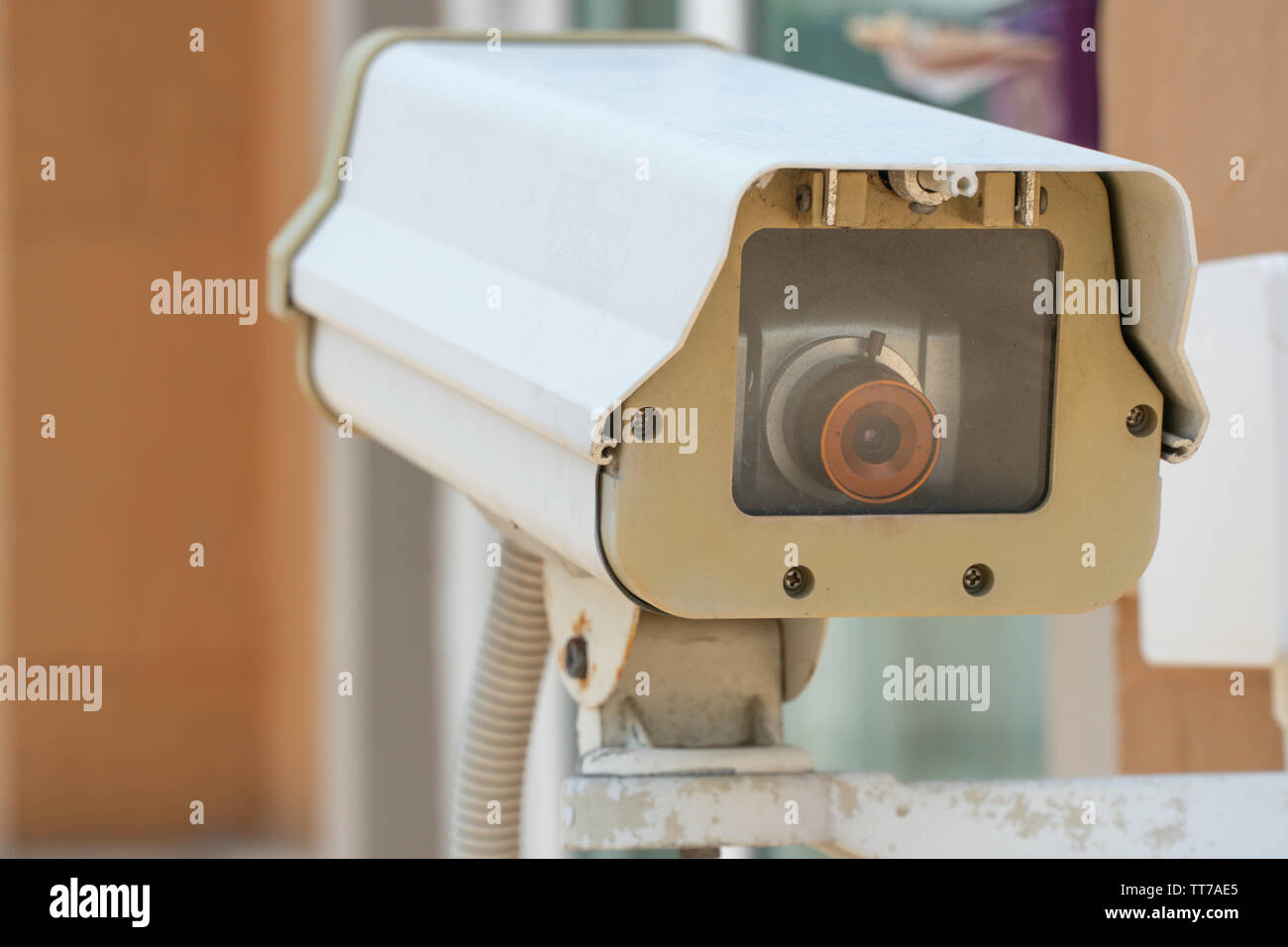 CCTV camera or outdoor security cameras on a wall, video protection safety  system guard Stock Photo - Alamy
