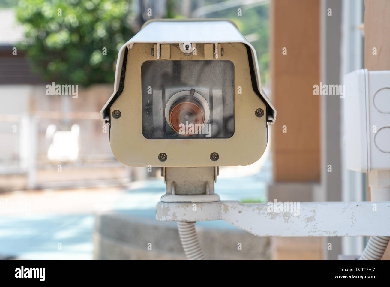 Security CCTV camera or surveillance system on the wall, Private