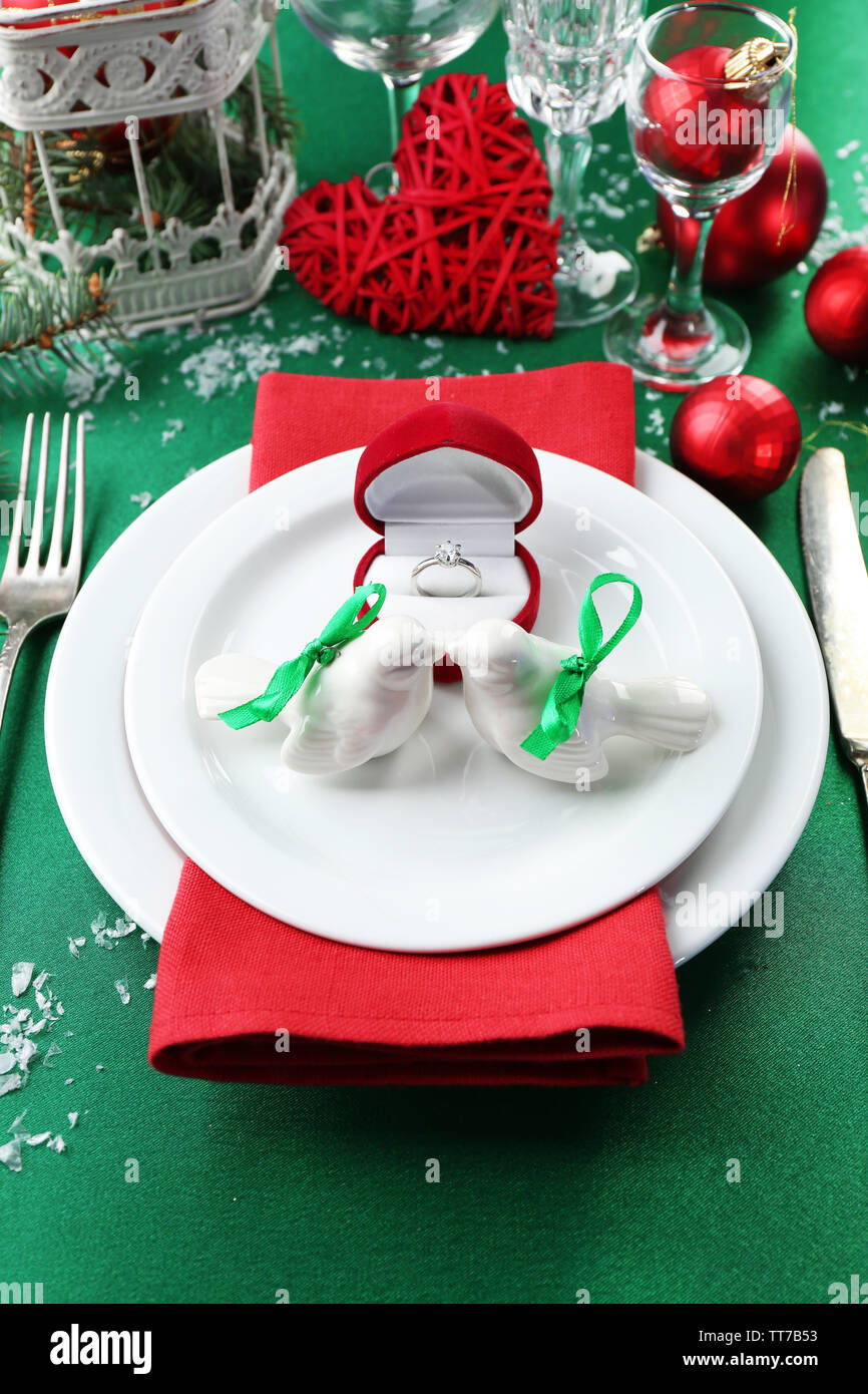 Stylish Red Green And White Christmas Table Setting Winter
